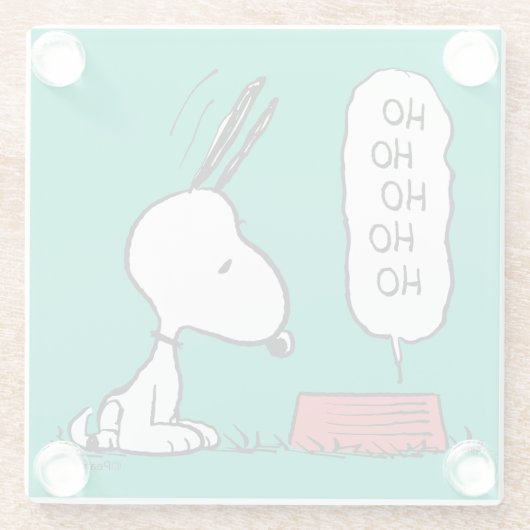 pinda's | Snoopy Ho Ho Eetgerecht Glazen Onderzetter (Achterkant)