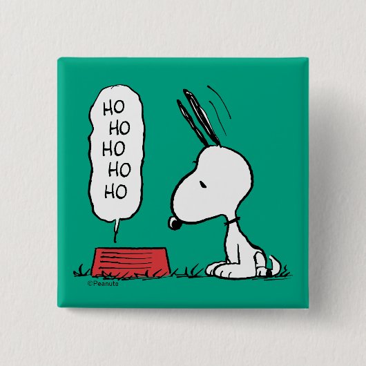 pinda's | Snoopy Ho Ho Eetgerecht Vierkante Button 5,1 Cm (Voorkant)