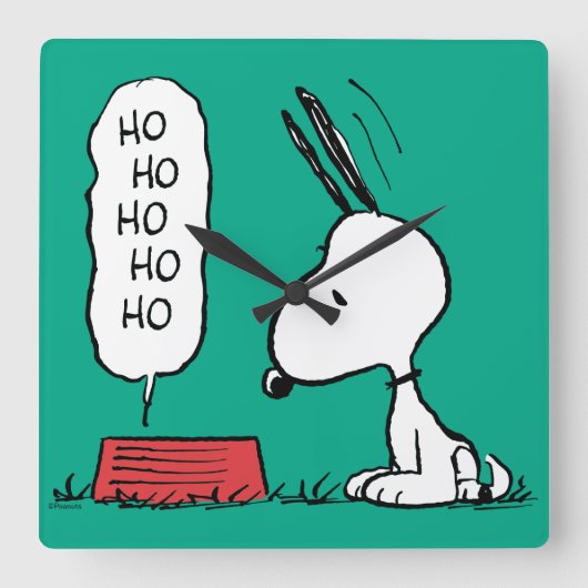 pinda's | Snoopy Ho Ho Eetgerecht Vierkante Klok (Voorkant)