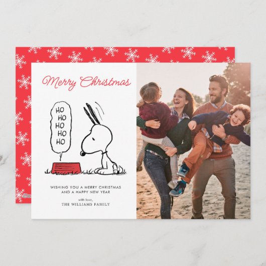 Pinda's | Snoopy Ho Ho Ho Voerbak Feestdagenkaart (Voorkant / Achterkant)