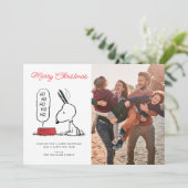 Pinda's | Snoopy Ho Ho Ho Voerbak Feestdagenkaart (Staand voorkant)