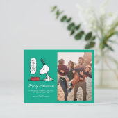 Pinda's | Snoopy Ho Ho Ho Voerbak Feestdagenkaart (Staand voorkant)