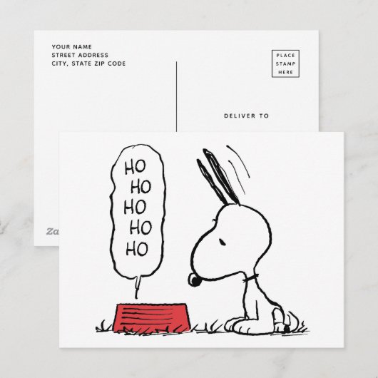 Pinda's | Snoopy Ho Ho Ho Voerbak Feestdagenkaart (Voorkant / Achterkant)