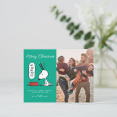 Pinda's | Snoopy Ho Ho Ho Voerbak Feestdagenkaart (Staand voorkant)