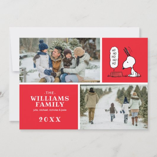 Pinda's | Snoopy Ho Ho Ho Voerbakje Feestdagenkaart (Voorkant)