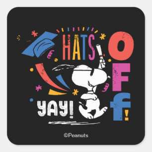 Pinda's Snoopy Hoed Af Aan Jou Afstudeer Congrats Vierkante Sticker