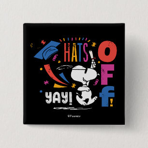 Pinda's Snoopy Hoed af voor jou Afstudeer Congrats Vierkante Button 5,1 Cm