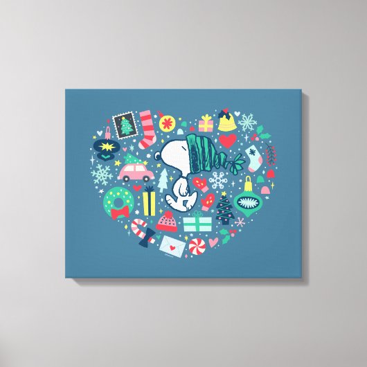 pinda's | Snoopy Holiday Geluk Hart Canvas Afdruk (Voorkant)