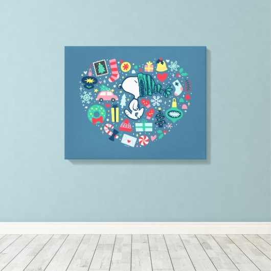 pinda's | Snoopy Holiday Geluk Hart Canvas Afdruk (Insitu (Houten vloer))