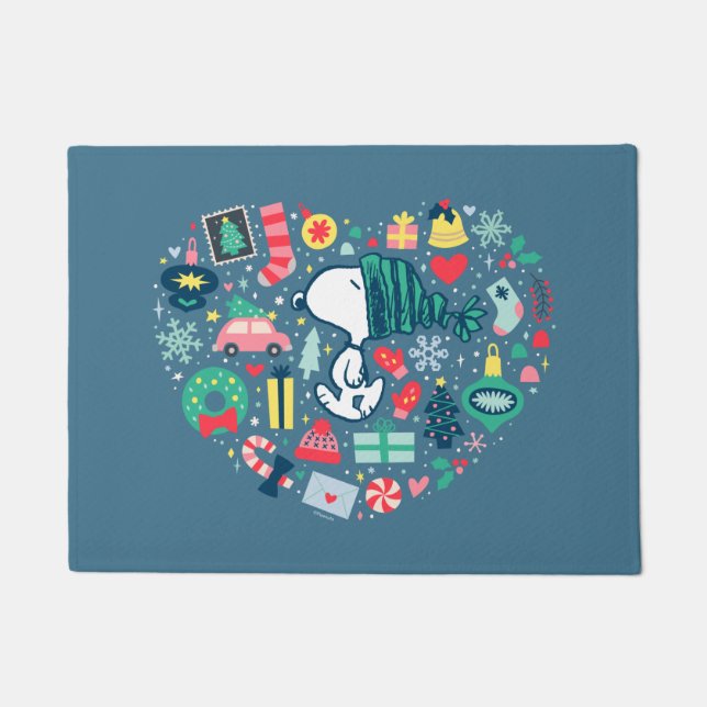 pinda's | Snoopy Holiday Geluk Hart Deurmat (Voorkant)