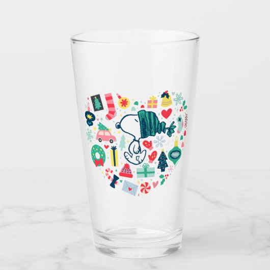 pinda's | Snoopy Holiday Geluk Hart Glas (Voorkant)