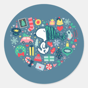 pinda's Snoopy Holiday Geluk Hart Ronde Sticker