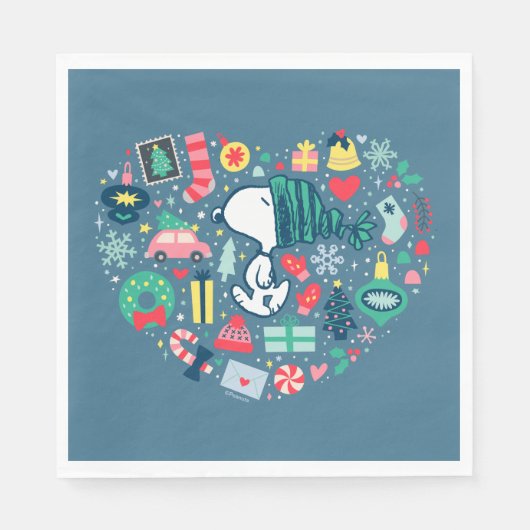 pinda's | Snoopy Holiday Geluk Hart Servet (Voorkant)