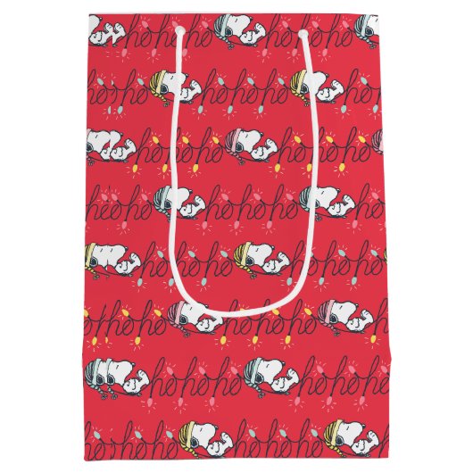 pinda's | Snoopy Holiday Ho Ho Holiday Patroon Medium Cadeauzakje (Achterkant)