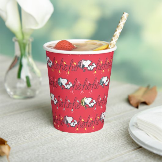 pinda's | Snoopy Holiday Ho Ho Holiday Patroon Papieren Bekers (Insitu)