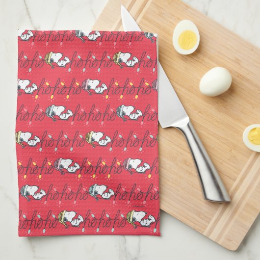 pinda's | Snoopy Holiday Ho Ho Holiday Patroon Theedoek (Quarter Fold)