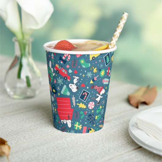 pinda's | Snoopy Holiday Pattern Papieren Bekers (Insitu)