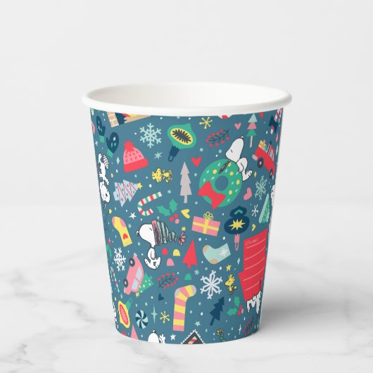 pinda's | Snoopy Holiday Pattern Papieren Bekers (Achterkant)