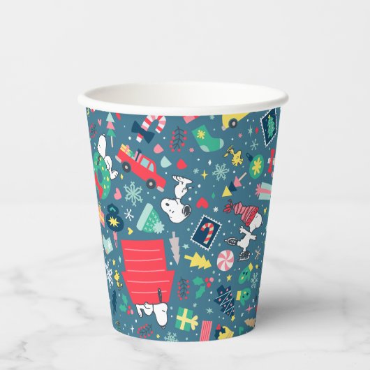 pinda's | Snoopy Holiday Pattern Papieren Bekers (Voorkant)