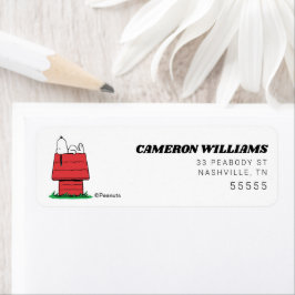 Pinda's Snoopy Hondenhok Verjaardag Etiket