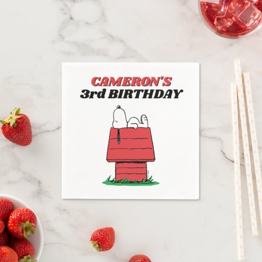 Pinda's Snoopy Hondenhok Verjaardag Servet (Insitu)