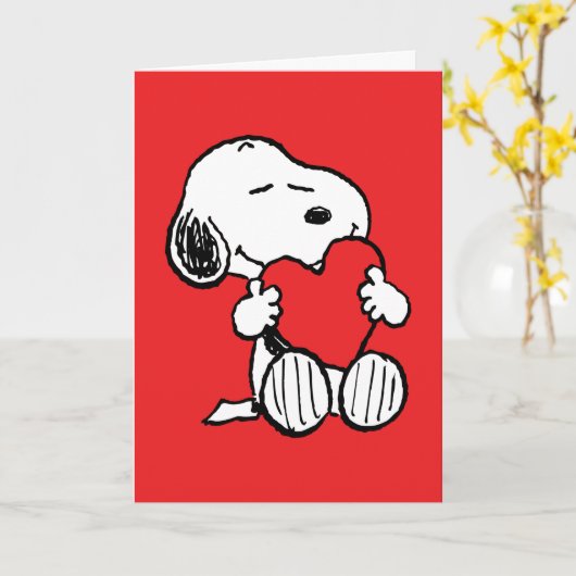 pinda's | Snoopy Hugging Heart | Foto toevoegen Kaart (Gele Bloem)