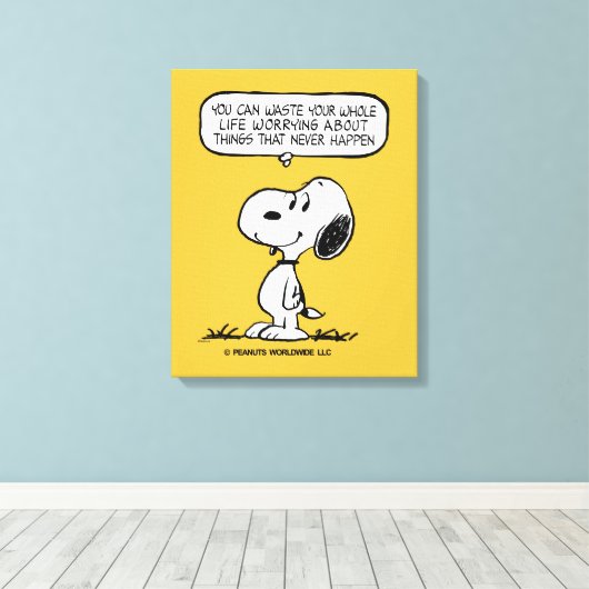 pinda's | Snoopy, je kunt niet je hele leven wacht Canvas Afdruk (Insitu (Houten vloer))