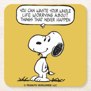 pinda's Snoopy, je kunt niet je hele leven wacht Kartonnen Onderzetters