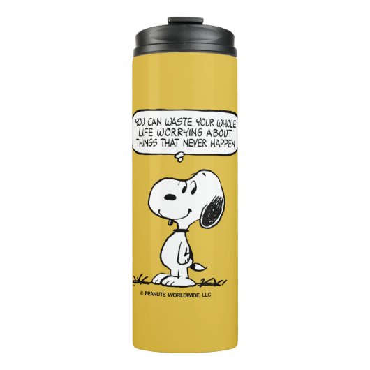 pinda's | Snoopy, je kunt niet je hele leven wacht Thermosbeker (Voorkant)