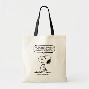 pinda's Snoopy, je kunt niet je hele leven wacht Tote Bag