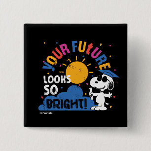 Pinda's Snoopy Je Toekomst Ziet Er Zo Helder Uit Vierkante Button 5,1 Cm