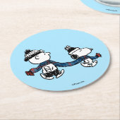 pinda's | Snoopy kerst en Charlie Brown Ronde Kartonnen Onderzetter (Gebogen)