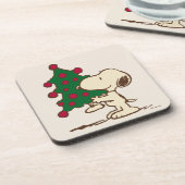 pinda's | Snoopy kerstboom Bier Onderzetter (Linkerzijde)