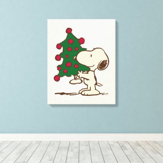 pinda's | Snoopy kerstboom Canvas Afdruk (Insitu (Houten vloer))