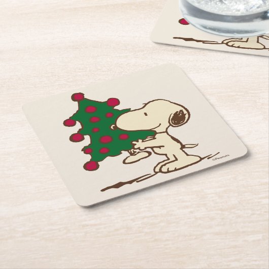 pinda's | Snoopy kerstboom Kartonnen Onderzetters (Schuin)