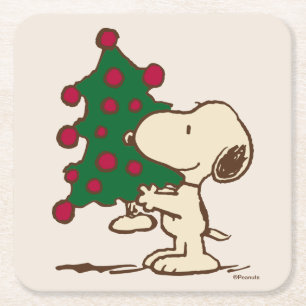pinda's   Snoopy kerstboom Kartonnen Onderzetters