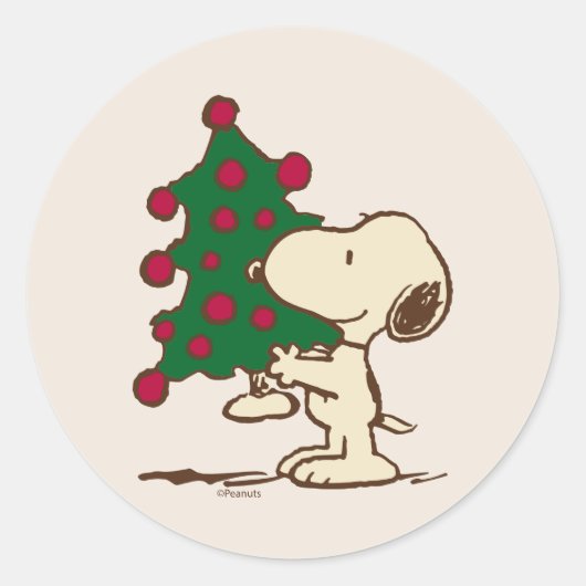 pinda's | Snoopy kerstboom Ronde Sticker (Voorkant)