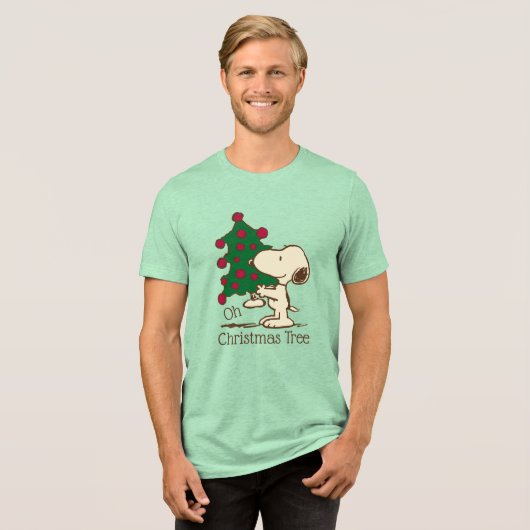 pinda's | Snoopy kerstboom Tri-Blend Shirt (Voorkant volledig)