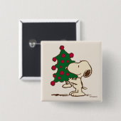 pinda's | Snoopy kerstboom Vierkante Button 5,1 Cm (Voorkant /achterkant)
