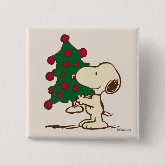 pinda's | Snoopy kerstboom Vierkante Button 5,1 Cm (Voorkant)