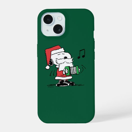 Pinda's | Snoopy Kerstman Accordeon iPhone 15 Case (Achterkant)