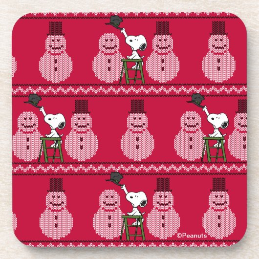 pinda's | Snoopy-kerstSweater Snowman Bier Onderzetter (Voorkant)