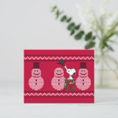 pinda's | Snoopy-kerstSweater Snowman Briefkaart (Staand voorkant)