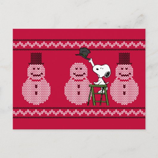 pinda's | Snoopy-kerstSweater Snowman Briefkaart (Voorkant)