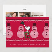 pinda's | Snoopy-kerstSweater Snowman Feestdagenkaart (Voorkant / Achterkant)