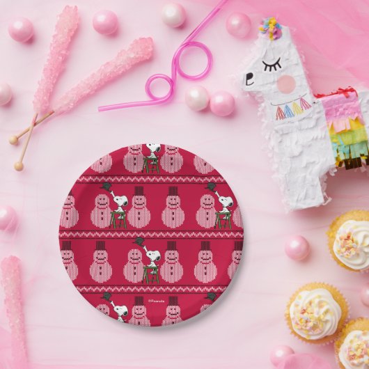pinda's | Snoopy-kerstSweater Snowman Papieren Bordje (Feest)