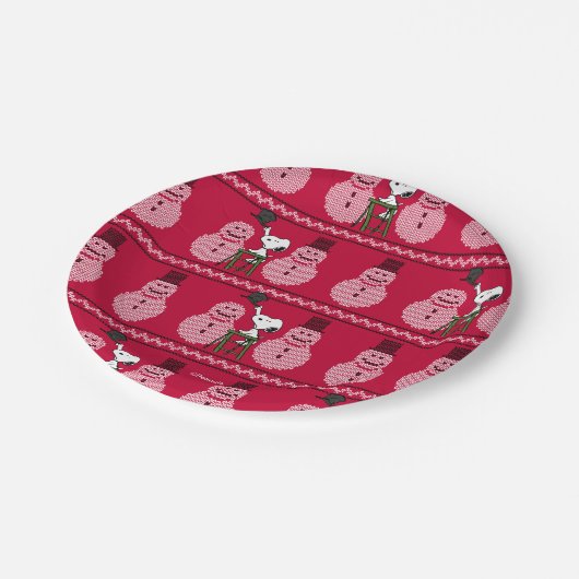 pinda's | Snoopy-kerstSweater Snowman Papieren Bordje (Gekanteld)