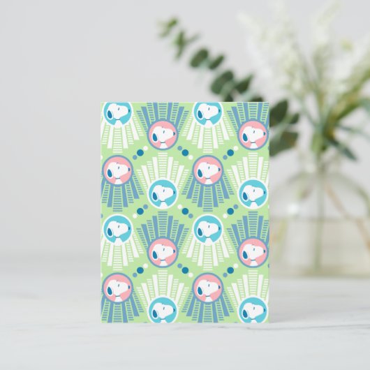 pinda's | Snoopy Mint Green Deco Dreams Patroon Briefkaart (Staand voorkant)