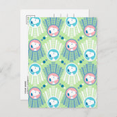 pinda's | Snoopy Mint Green Deco Dreams Patroon Briefkaart (Voorkant / Achterkant)