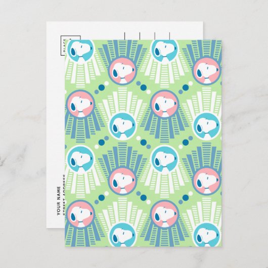 pinda's | Snoopy Mint Green Deco Dreams Patroon Briefkaart (Voorkant / Achterkant)